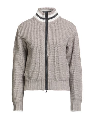 Brunello Cucinelli Cashmere Woman Cardigan Grey Size Xxl Cashmere, Brass In Brown