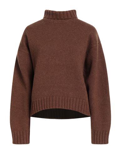 Hache Woman Turtleneck Chocolate Brown Size 8 Wool, Cashmere In Brown