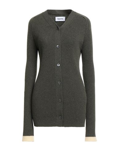 Hache Woman Cardigan Military Green Size 6 Wool In Gray