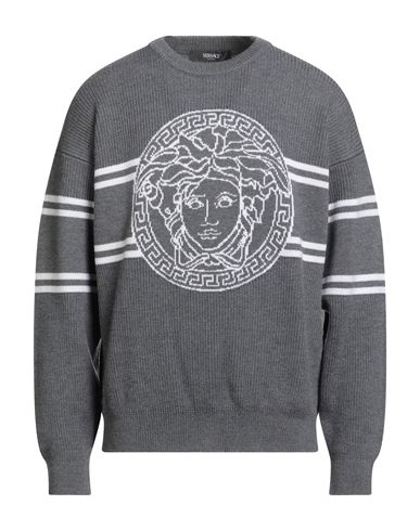 Versace Man Sweater Grey Size 44 Virgin Wool In Gray