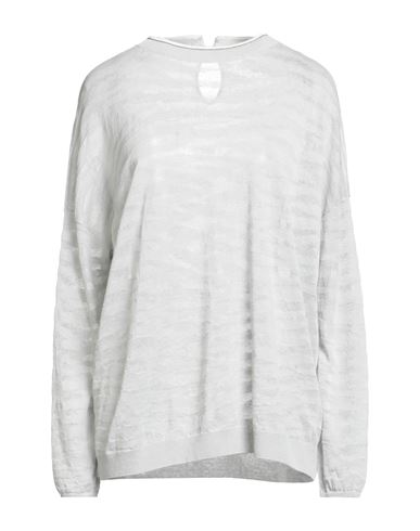 Brunello Cucinelli Woman Sweater Light Grey Size M Linen, Polyamide, Ecobrass In Gray