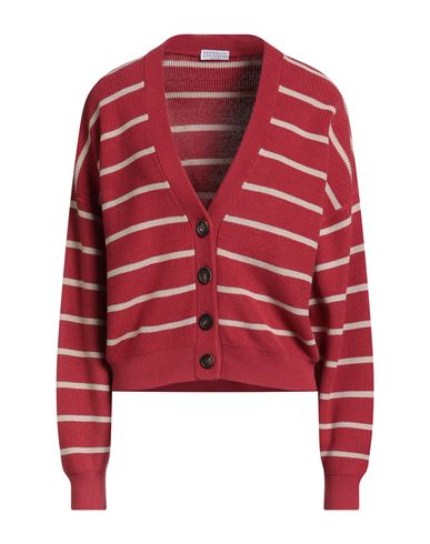 Brunello Cucinelli Woman Cardigan Red Size 3xl Cotton In Brown
