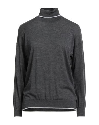 Eleventy Platinum Woman Turtleneck Charcoal Size S Wool In Black