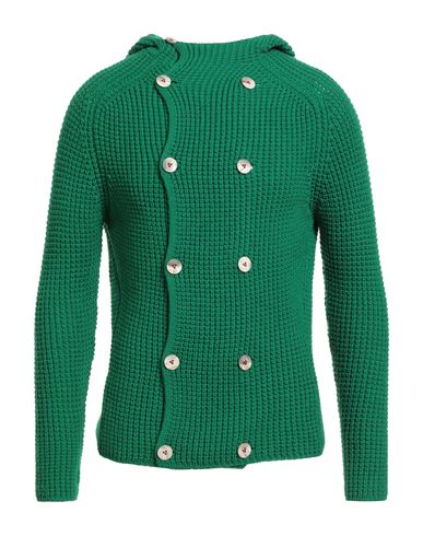 H953 Man Cardigan Green Size 40 Merino Wool In Green