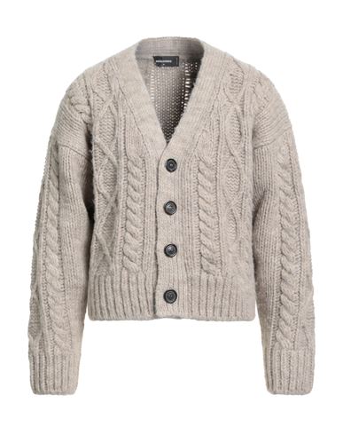 Dsquared2 Man Cardigan Beige Size L Alpaca Wool, Cotton, Wool In Gray