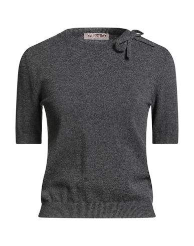 Valentino Garavani Woman Sweater Lead Size L Virgin Wool In Gray