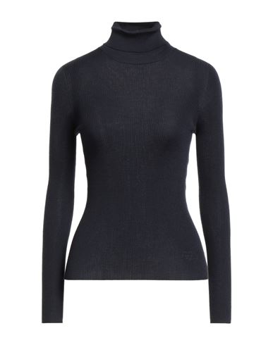 Agnona Woman Turtleneck Midnight Blue Size Xl Cashmere, Wool, Silk In Blue