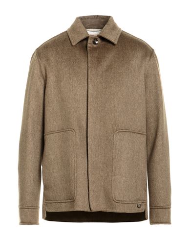 Agnona Man Jacket Khaki Size Xl Cashmere, Calfskin, Metal In Brown