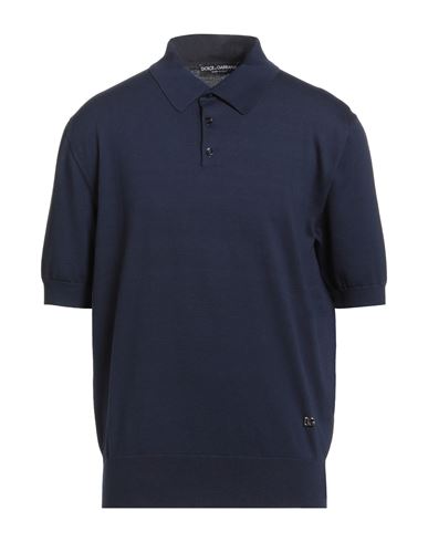 Dolce & Gabbana Man Sweater Navy Size 46 Cotton, Zamak In Blue
