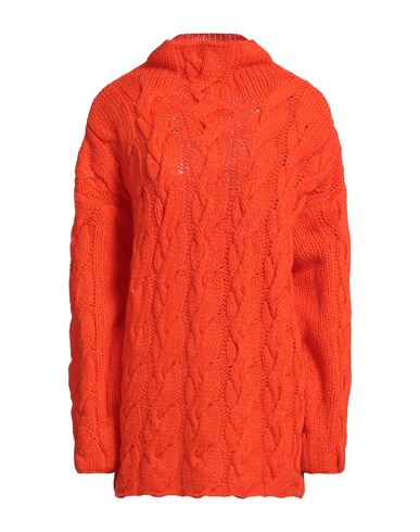 Pink Memories Woman Turtleneck Orange Size 8 Acrylic, Mohair Wool, Polyamide, Wool In Orange