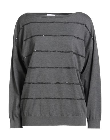Brunello Cucinelli Woman Sweater Grey Size M Cotton In Gray