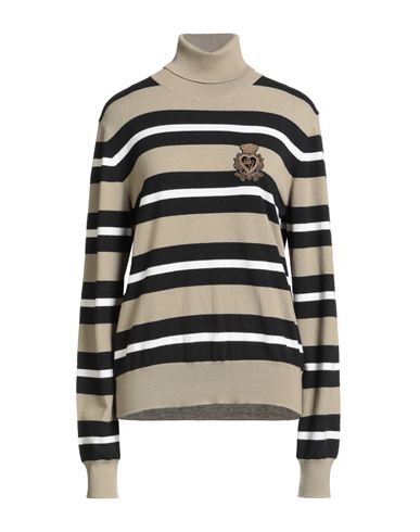 Dolce & Gabbana Woman Turtleneck Sand Size 14 Virgin Wool In Multi