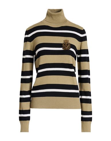 Dolce & Gabbana Woman Turtleneck Khaki Size 12 Virgin Wool In Multi
