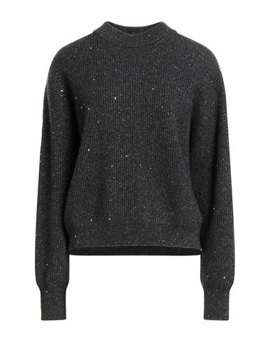 Peserico Woman Sweater Charcoal Size 6 Virgin Wool, Cashmere, Metallic Fiber, Nylon In Gray
