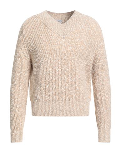 Agnona Man Sweater Sand Size Xl Wool, Cashmere, Metal In Neutral