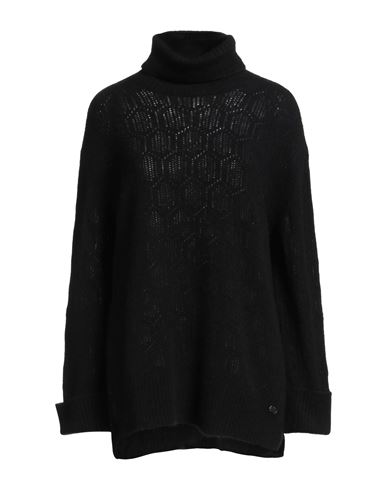 Agnona Woman Turtleneck Black Size L Cashmere, Silk, Polyester In Black
