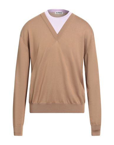 Jil Sander Man Sweater Sand Size 40 Virgin Wool, Polyester In Brown