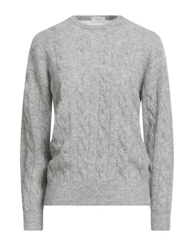 Agnona Woman Sweater Grey Size L Cashmere, Silk, Polyester In Gray