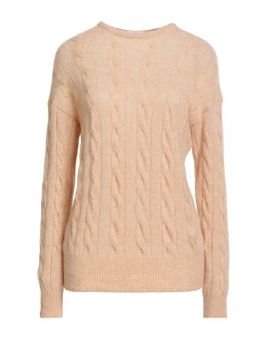 Agnona Woman Sweater Beige Size L Cashmere, Silk, Polyester In Multi