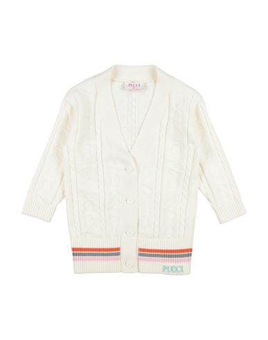 Pucci Toddler Girl Cardigan Cream Size 3 Cotton, Cashmere, Polyamide, Elastane In White
