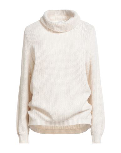 Panicale Woman Turtleneck Cream Size 6 Wool, Silk, Cashmere, Polyester In White