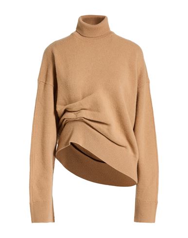 Laneus Woman Turtleneck Camel Size 2 Merino Wool, Cashmere In Brown