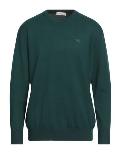 Cashmere Company Man Sweater Dark Green Size 44 Merino Wool, Elastane In Green