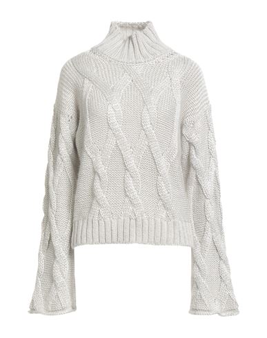 Agnona Woman Turtleneck Light Grey Size Xl Silk, Mohair Wool, Cashmere In White