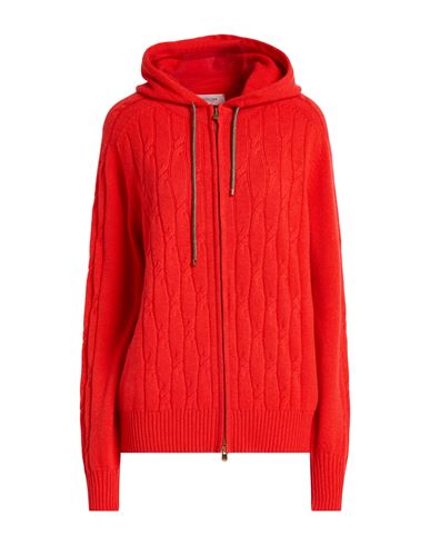 Agnona Woman Cardigan Tomato Red Size L Cashmere, Metal In Red