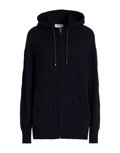 Agnona Woman Cardigan Midnight Blue Size M Cashmere, Metal In Blue