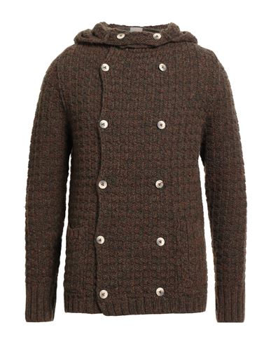 H953 Man Cardigan Brown Size 44 Merino Wool In Brown