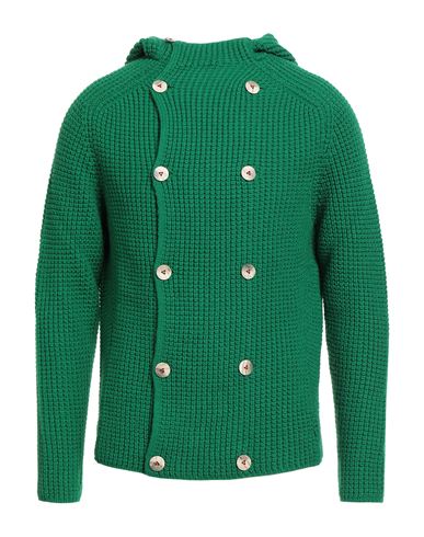 H953 Man Cardigan Green Size 32 Merino Wool In Green