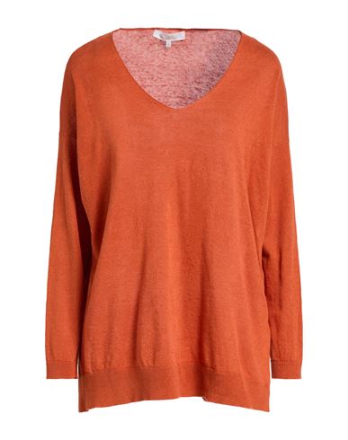 Antonelli Woman Sweater Rust Size Xxl Linen, Cotton In Orange