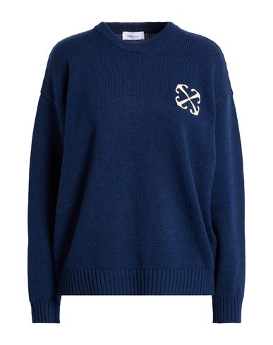 Off-white Woman Sweater Navy Size S Wool, Cashmere In Blue