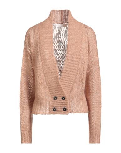 Pomandère Woman Cardigan Sand Size 8 Mohair Wool, Polyamide, Merino Wool In Neutral