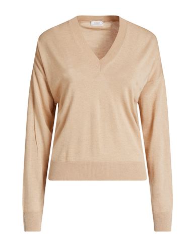 Peserico Woman Sweater Sand Size 12 Virgin Wool, Viscose, Polyester In Nude
