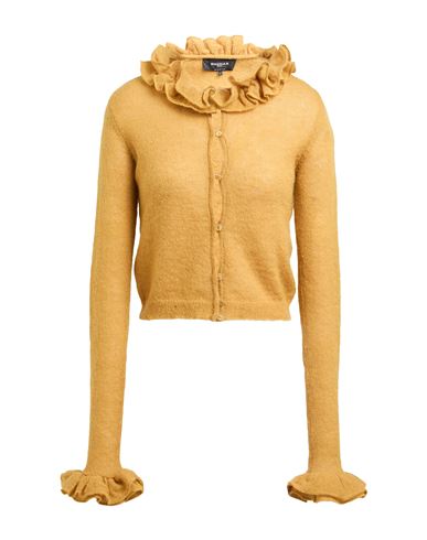Rochas Woman Cardigan Mustard Size S Mohair Wool, Polyamide, Merino Wool In Brown