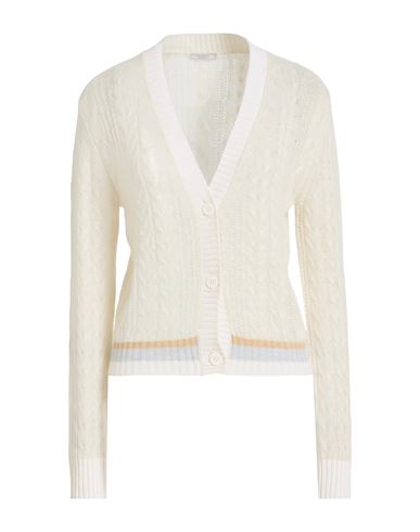 Peserico Woman Cardigan Ivory Size 2 Virgin Wool, Viscose, Silk, Cashmere, Metallic Fiber In White