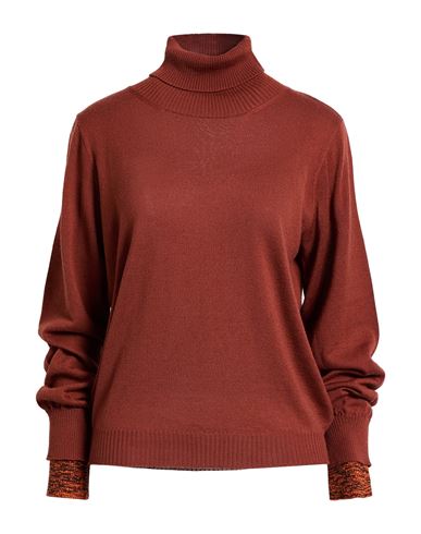 Tela Woman Turtleneck Brown Size M Wool, Acrylic In Burgundy