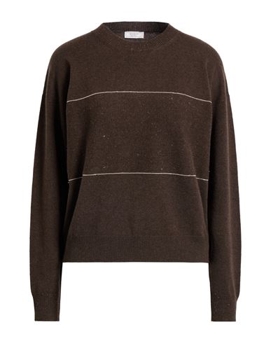 Peserico Woman Sweater Dark Brown Size 6 Virgin Wool, Silk, Cashmere, Viscose In Brown