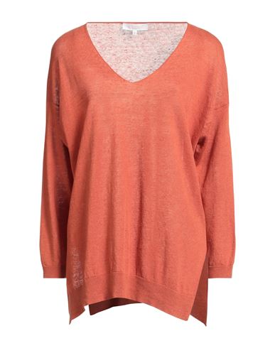 Dondup Woman Sweater Orange Size L Linen, Cotton In Orange