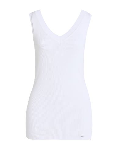 Guess Woman Top White Size Xl Viscose, Polyamide In White