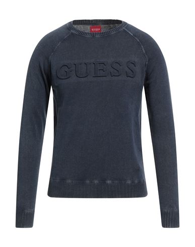 Guess Man Sweater Midnight Blue Size Xs Cotton