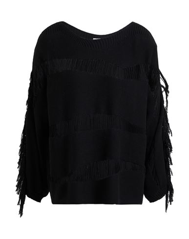 Gaelle Paris Gaëlle Paris Woman Sweater Black Size 2 Cotton, Viscose, Polyamide, Metallic Fiber In Black