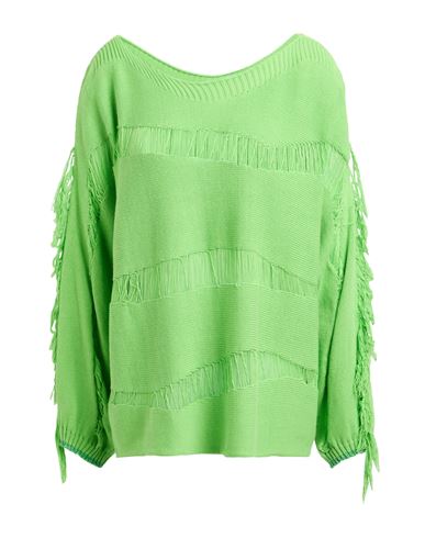 Gaelle Paris Gaëlle Paris Woman Sweater Lime Green Size 2 Cotton, Viscose, Polyamide, Metallic Fiber In Green