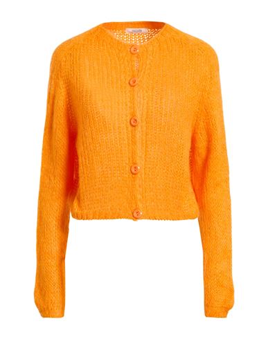 Fracomina Collection Woman Cardigan Orange Size M Acrylic, Polyamide, Mohair Wool, Wool In Orange
