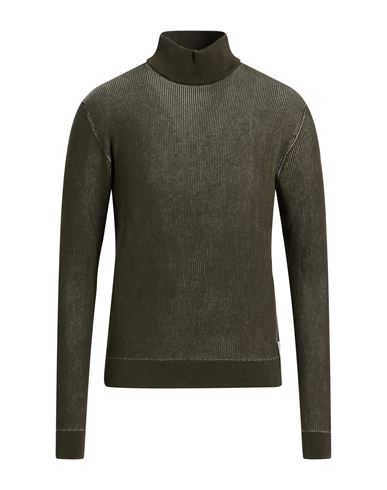Distretto 12 Man Turtleneck Military Green Size Xl Cotton, Elastane In Green