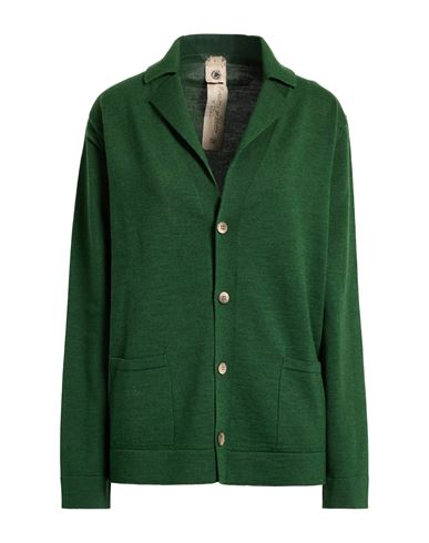 H953 Man Cardigan Green Size 42 Merino Wool