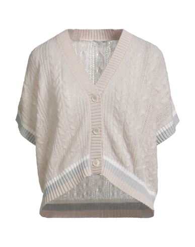 Peserico Woman Cardigan Beige Size 6 Virgin Wool, Viscose, Silk, Cashmere, Metallic Fiber In Neutral