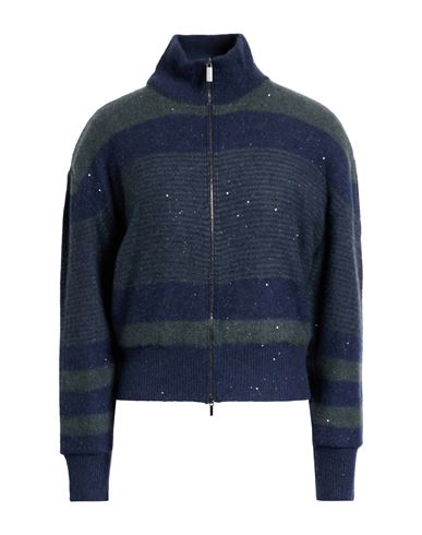 Fabiana Filippi Woman Cardigan Navy Size 6 Virgin Wool, Silk, Cashmere, Alpaca Wool, Polyester In Blue